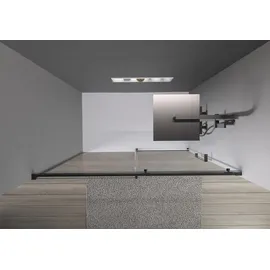 Bernstein DX906 Nischendusche mit Schiebetür 140 x 200 cm Schwarz matt 8 mm Nano Echtglas
