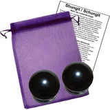 2x SCHUNGIT Shungite KUGEL 5cm [Karelien] 8-tlg SET - NEGATIVES und elektromagnetische Emissionen abschirmen uvm. 2x Hämatit SOCKEL. 2x TÄSCHCHEN. 2x BESCHREIBUNG. 95500/KH5-2