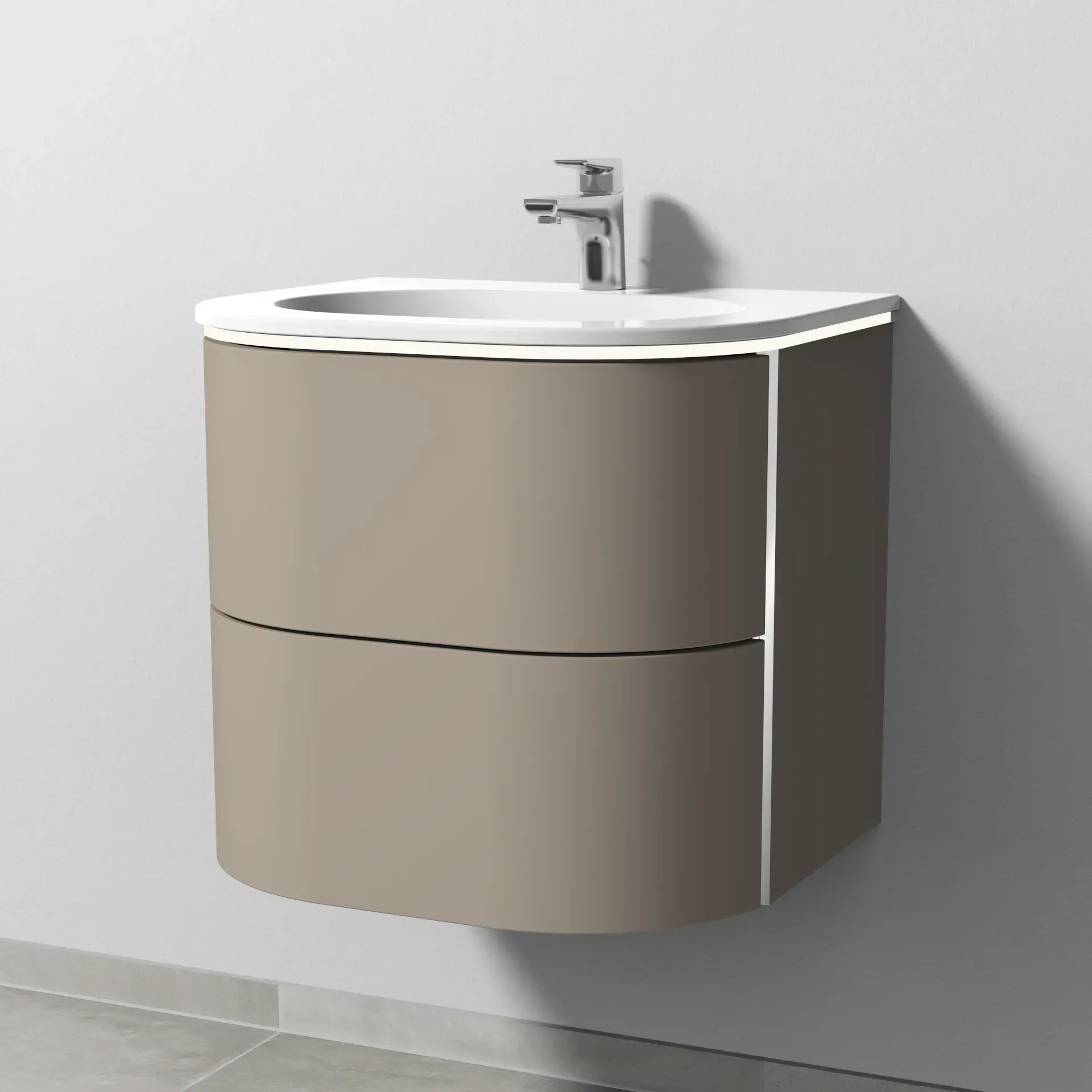 Sanipa 4balance Keramik-WT Set – Keramik Waschtisch mit LED & Auszug