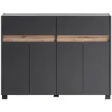 Lomadox Kommode Corato-80 In Anthrazit Mit Blende In Wildeiche Nb., B/h/t: Ca. 112,2/84,8/33 Cm