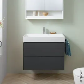 Geberit Waschtischunterschrank 2 Schubladen 74 x 50,4 x 47 cm Schwarz