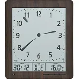 Funkwanduhr AMS "F5893", braun, Wanduhren, B/H/L: 3cm x 24cm x 21cm, Quarzuhr,Datum,Wohnzimmer,Esszimmer,Küche,Arbeitszimmer,Büro, Flur