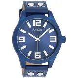 Oozoo Basic Line Armbanduhr C1092 Blau Lederband 46 mm - Blau