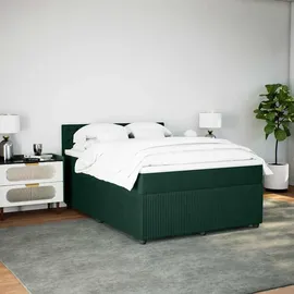 vidaXL Boxspringbett 140 x 200 cm Dunkelgrün