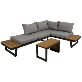 Garden Pleasure Felice Lounge-Essgruppe 3-tlg. grau inkl. Polsterung