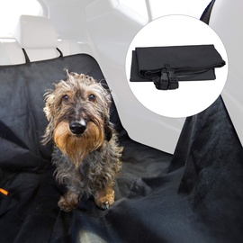 Relaxdays Hundedecke Auto, Mit 4 Kopfstützengurten, wasserdichte Schondecke für Rückbank, B x T: 136 x 142 cm, schwarz