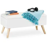 Relaxdays Relaxdays, Sitzbank mit Stauraum, gepolstert, Holzbeine, Truhenbank Stoffbezug, H x B x T: 39,5 x 79,5 x 39,5 cm, 1 Stück