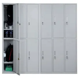 MCW Schließfachschrank Metall 12 Fächer grau