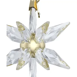Swarovski Annual Edition 3D Ornament 2025, Klarer Kristallstern mit 393 Facetten, Champagner-goldfarbenem Metallkern und Weißem Ripsband, Größe: 6.1 x 4.6 x 4.6 cm