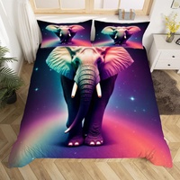 Elefanten Bettwäsche 240x220 cm Weich Mikrofaser Sternenhimmel Bettwäsche-Set mit Reißverschluss 3 Teilig Bettbezug Set mit 2 Kissenbezug 80x80 cm