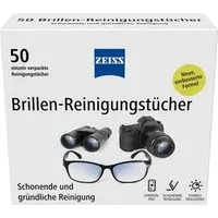 ZEISS Brillenputztücher Brillen-Reinigungstücher, feucht, 13 x 15 cm, aus Zellstoff, 50 Stück