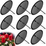 8 Stück Adventskranz Kerzenhalter, 6 cm Schwarz Adventskerzenhalter Kerzenleuchter, Adventskerzenhalter Metall, Adventskranz Deko Kerzenteller, Candle Holder für Weihnachtskranz, Tischgestecke