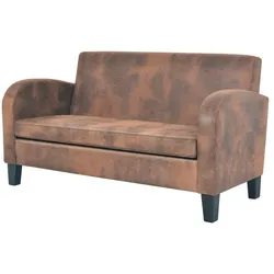 vidaXL 2-Sitzer Sofa Künstliches Veloursleder Braun