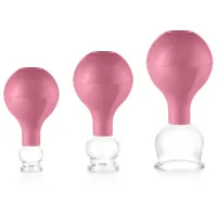 pulox Schröpfgläser aus Echtglas mit Saugball - Set Trio klein Pink: 3 St