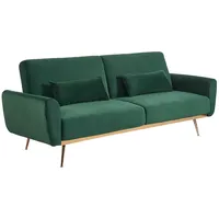 vente-unique Vente-unique-Schlafsofa Klappsofa 3-Sitzer - Samt - Tannengrün - LAUNEI
