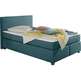 Home Affaire Boxspringbett HOME AFFAIRE "Eliana", blau (petrol), B:127cm L:210cm, Komplettbetten, Boxspringbett, inkl. Topper, in 4 Breiten, 3 Matratzenarten und 2 Härtegraden