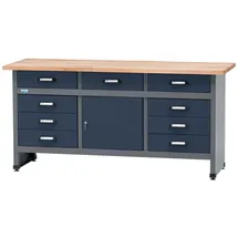 KÜPPER Werkbank Eintürig mit 9 Schubladen 84 x 170 x 60 cm Dunkelblau