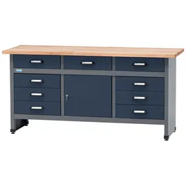 KÜPPER Werkbank Eintürig mit 9 Schubladen 84 x 170 x 60 cm Dunkelblau