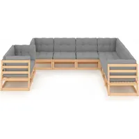 vidaXL Garten-Lounge-Set 9-tlg. beige/grau