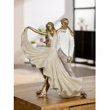 Gilde Figur Salsa Tänzer aus Kunstharz, goldfarben, metallische Optik, 30 cm hoch, 27 cm breit, 11 cm tief