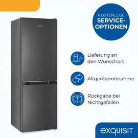Exquisit KGC5231-60-E-050C Kühl-Gefrierkombination (157 l, 1440 mm hoch, inoxlook-az)