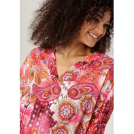 aniston plus Schlupfbluse mit extravaganten farbenfrohes Blumen-Paileydessin Lila/Orange/Pink/Schwarz 52