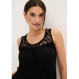 bonprix Shirttop lässige Passform, ärmellos, aus elastischem Viskosejersey und Spitze schwarz XL (48/50)