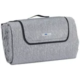 Relaxdays XXL Picknickdecke, 200x300 cm, isoliert, wasserdicht, Fischgrätmuster, Fleece Stranddecke, Tragegriff, grau