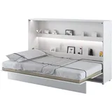 Schrankbett Bed Concept, Wandklappbett mit Lattenrost, V-Bett, Wandbett Bettschrank Schrank mit integriertem Klappbett Funktionsbett (BC-05, 120 x 200 cm, Weiß/Weiß, Horizontal)