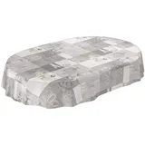 ANRO Wachstuchtischdecke abwaschbar Oval 180 x 140 cm Grau