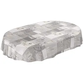 ANRO Wachstuchtischdecke abwaschbar Oval 180 x 140 cm Grau