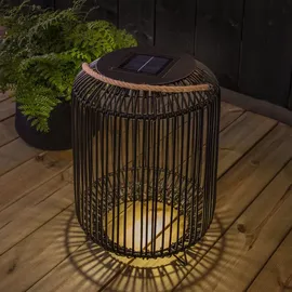 Best Season Deko-Korb Solar LED 48 cm Metall spritzwassergeschützt schwarz