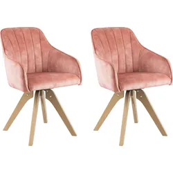 Drehstuhl HOME AFFAIRE "Sa Calobra", rosa (rose, eichefarben), B:58cm H:86cm T:46cm, Stühle, mit Rückensteppung