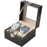 VHVYWY Uhrenkoffer Uhrenrolle Uhrenbox Uhrenschatulle PU-Leder-Samt-Innenraum Multifunktionale Uhrenbox für Damen Und Herren, Geschenk für geliebte Menschen 2 - Grids