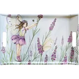 Lashuma Getränke Tablett groß 47x31 cm, Italienisches Dekotablett, Melamintablett lila Motiv: Elfe