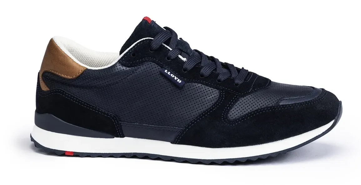 Sneaker LLOYD "EDMOND" Gr. 10,5 (45), blau (dunkelblau) Herren Schuhe Schnürhalbschuhe mit modischer Perforation, Freizeitschuh, Halbschuh, Schnürschuh