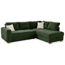 luma-home Eckcouch Cord 2-Sitzer Grün