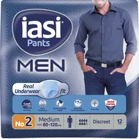 IASI Pants MEN, 12 Einweghosen für Harnverlust, Größe M für Männer, Elastisch, 12 Stück