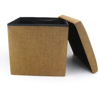 Cosaving Sitzhocker mit Stauraum Aufbewahrungsbox Fußhocker Faltbar Aufbewahrungshocker Hocker mit Stauraum Polsterhocker Sitztruhe Aufbewahrungsbox,Leinenimitat 30x30x30 cm Braun