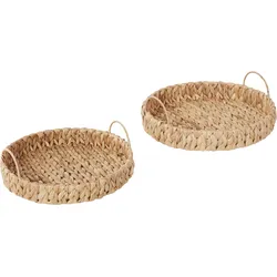 Dekotablett OTTO PRODUCTS "Leeann", beige (natur), H:5cm Ø:33cm, Geflecht Wasserhyazinthe, Dekoschalen, aus Wasserhyacinthe