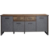 trendteam Sideboard PRIME, Old Wood Dekor - Matera Dekor - B 207 cm - 4 Türen - 2 Schubladen