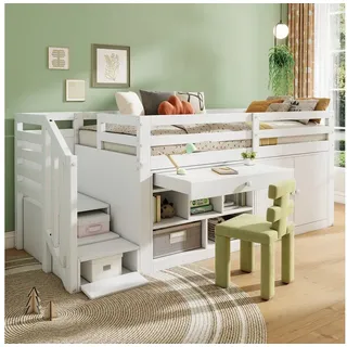 xixiworkshop Hochbett 90 x 200 cm weiß WG-32-36