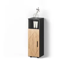 Livinity® Midischrank, Eiche Wotan, Anthrazit, 3 Fächer, Quadratisch, 30x95x30