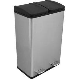 MonsterShop Doppel Tretmülleimer 60 l Silber