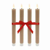 Relaxdays LED Stabkerzen 25 x 2 cm braun