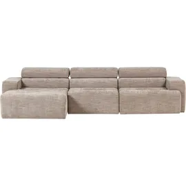 Woood Ecksofa Novi Melange-Stoff 3-Sitzer Beige