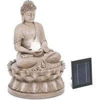 Hillvert Solar Gartenbrunnen - sitzende Buddhafigur - LED-Beleuchtung