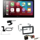 EHO Pioneer SPH-DA160DAB 2-DIN Autoradio CarPlay Android Auto Bluetooth DAB USB passend für Fiat Ducato ab 2006 schwarz gewölbte Kante