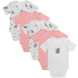 Schlummersack Body 5er Pack kurzarm 5er-Pack in Rosa-Weiß | 92