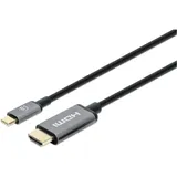 Manhattan USB-C auf HDMI Kabel 1 m Schwarz/Grau